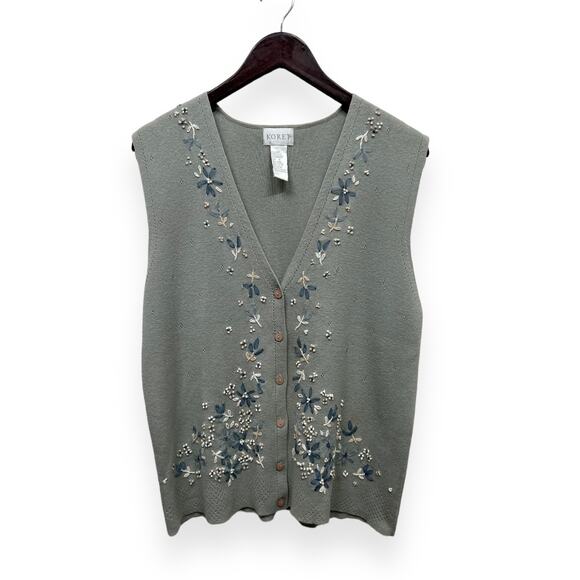 VTG Koret Embroidered Spring Floral Vest Size Small - Picture 1 of 5